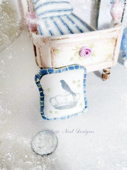 Bird Crown Pillow No.1 Dollhouse Miniature Handmade image 3