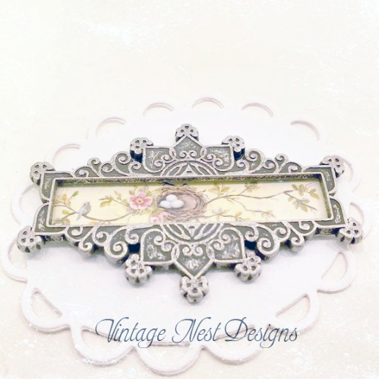 Bird Nest Roses No.4 Dollhouse Miniature Metal Framed image 4