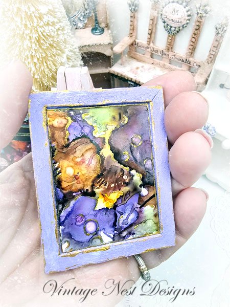 Abstract Art No.1 Dollhouse Miniature Handmade Wooden Framed Art image 1
