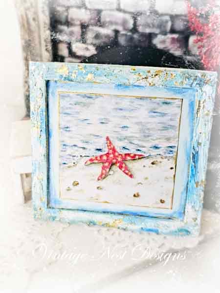 Starfish Ashore No.1:3 Dollhouse Miniature Handmade Wooden Framed Art image 4