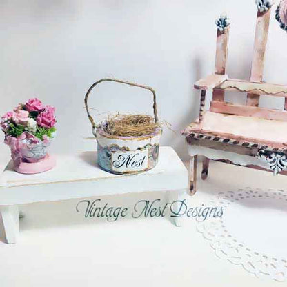 Bird Nest Basket No.7 Dollhouse Miniature Handmade image 5