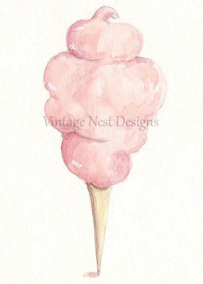Cotton Candy No.1 Digital Prints Watercolor Painting image 1