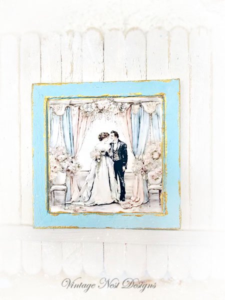 Wedding Couple No.2 Dollhouse Miniature Handmade Framed Art image 3
