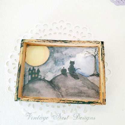 Cat & the Moon No.1:2 Dollhouse Miniature Handmade image 4