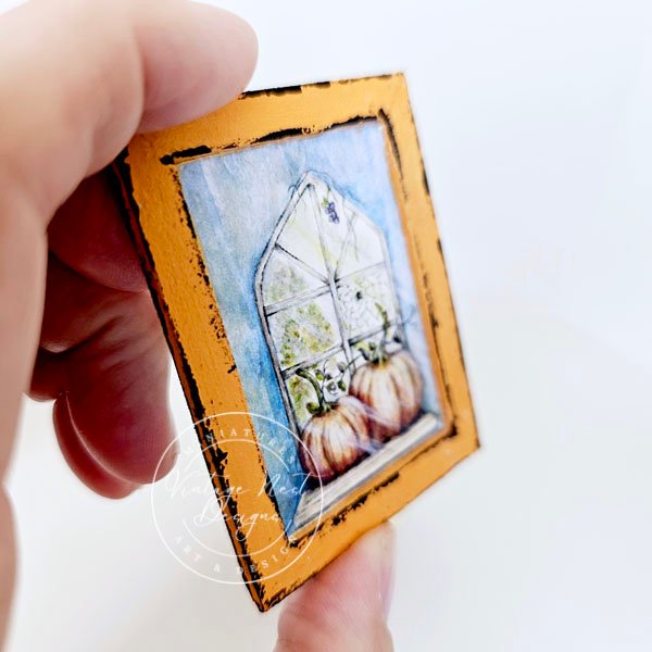 Pumpkins No.12:1 Dollhouse Miniature Handmade Wooden Framed Art image 5