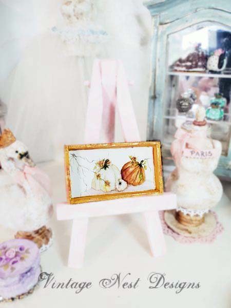 Rugged Pumpkins No.1:1 Dollhouse Miniature Handmade Wooden Framed Art image 2