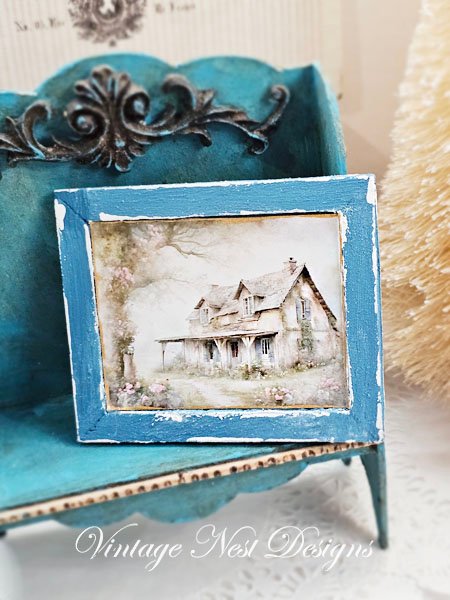 Cottage Farmhouse No.21:1 Dollhouse Miniature Handmade Wooden Framed Art image 1