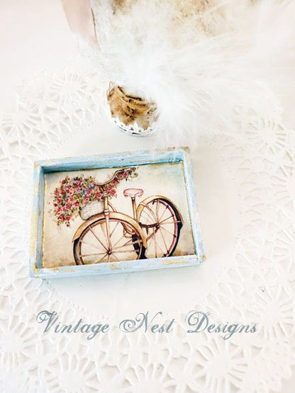 Roses & Bicycle No.1:1 Dollhouse Miniature Handmade image 1