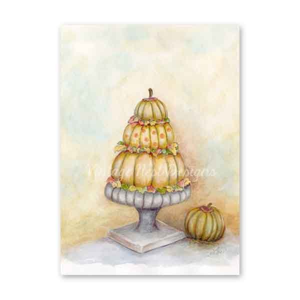 Stacked Pumpkins No.1 Digital Print Watercolor Painting image 1