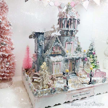 Victorian Mansion Putz Glitter Holiday Dollhouse House No.1 Handmade image 8