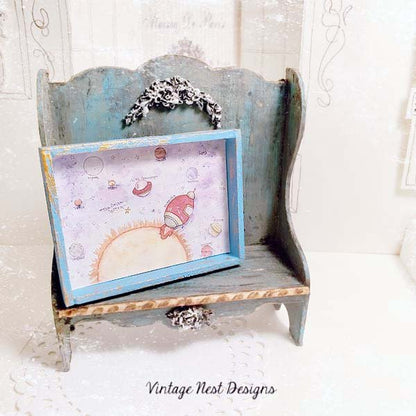 Sun Moon Stars Rocket Ship No.2:1 Dollhouse Miniature Handmade image 1