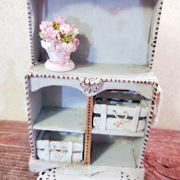 Blue Cabinet No.8 Dollhouse Miniature Handmade image 5