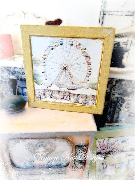 Carnival Fair No.1:1 Dollhouse Miniature Handmade Wooden Framed Art image 0