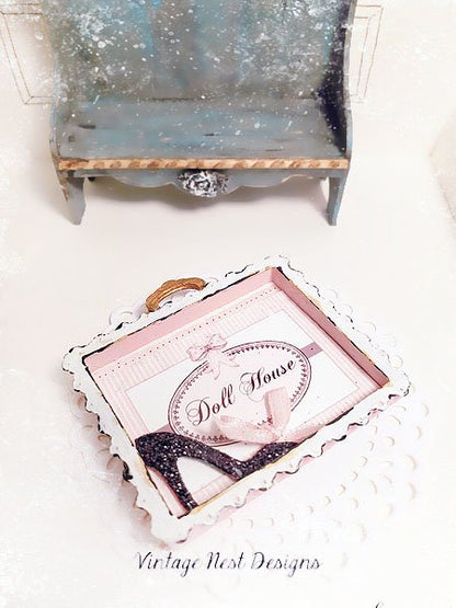 Dollhouse Shoes Sign No.1 Miniature Handmade Framed Art image 1