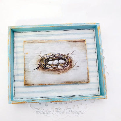Bird Nest No.3 Dollhouse Miniature Handmade Wooden Framed Art image 1