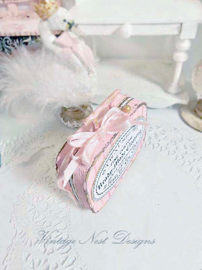 Miniature Pink Luggage Suitcase No.35 Handmade for Dolls