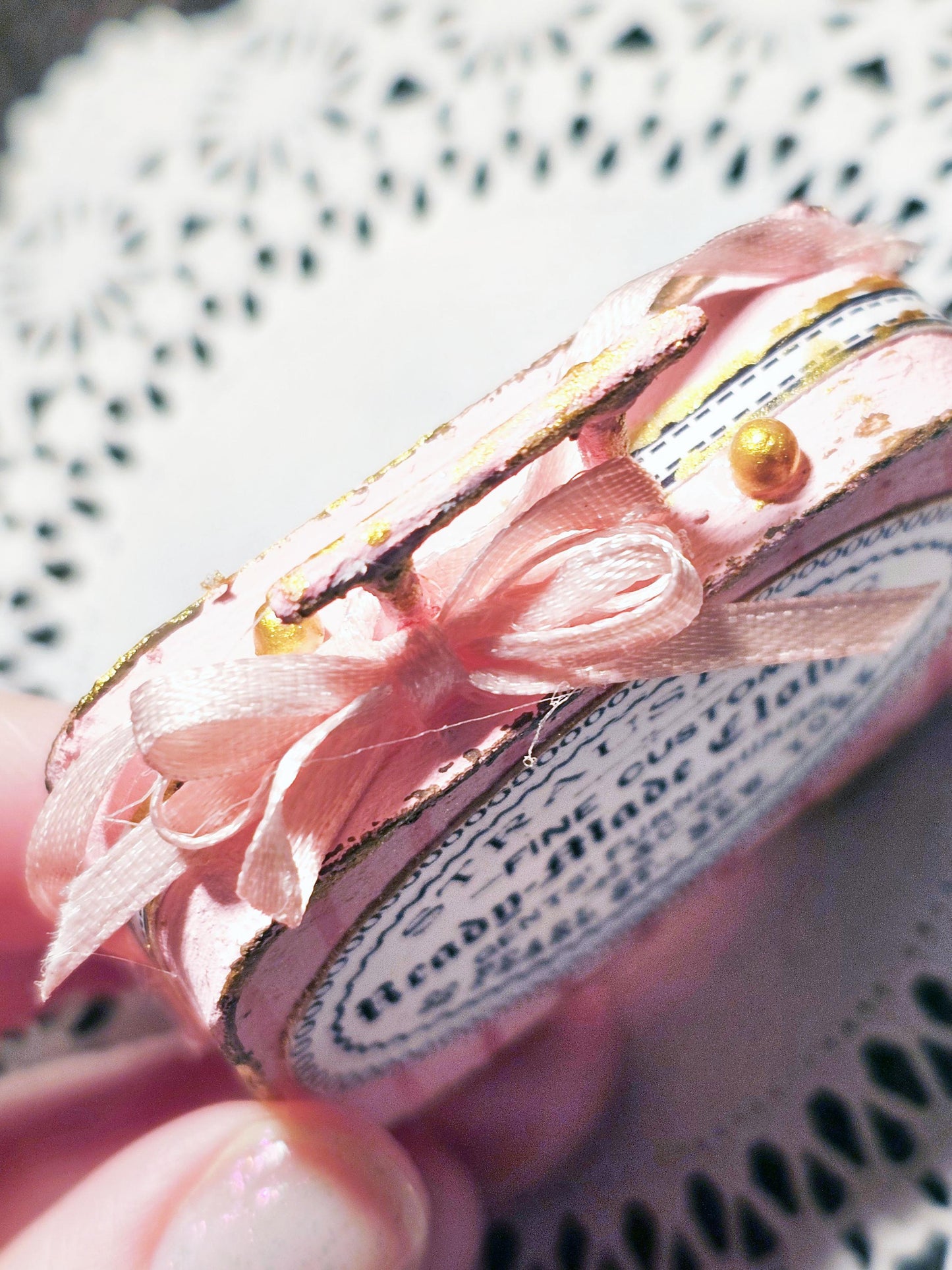 Miniature Pink Luggage Suitcase No.35 Handmade for Dolls