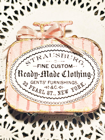 Miniature Pink Luggage Suitcase No.35 Handmade for Dolls