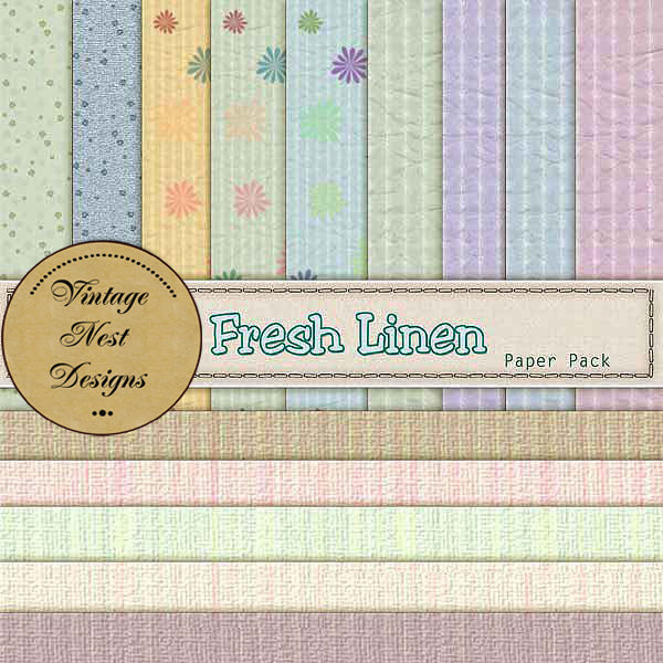 Digital Scrapbooking Fresh Linen Kit Instant Download