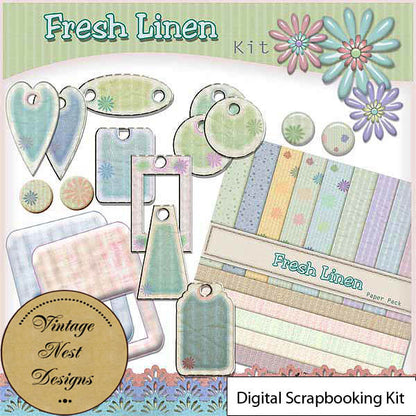 Digital Scrapbooking Fresh Linen Kit Instant Download