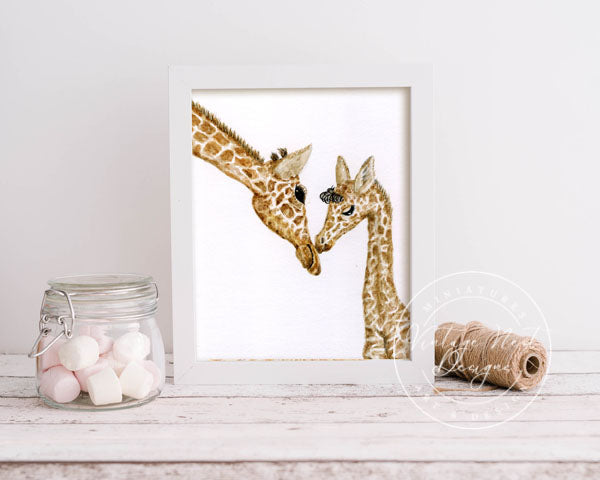 Digital Print Giraffes No.1 Watercolor Painting Instant Download
