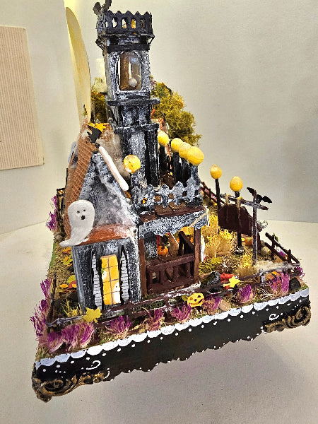 Miniature Haunted Halloween Dollhouse Mansion No.3 Handmade One of a Kind Collectible Artist Made