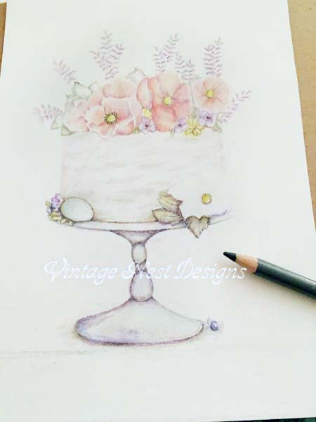 Digital Print Cake No.9 Watercolor Painting Instant Download