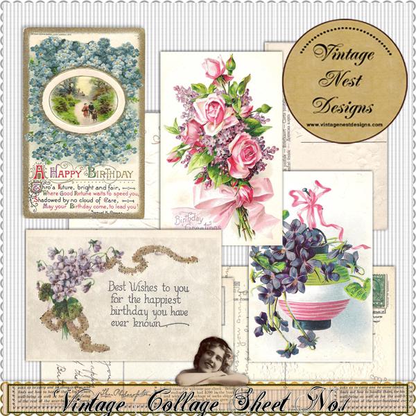 Digital Scrapbooking Vintage Collage Sheet No.1 Instant download