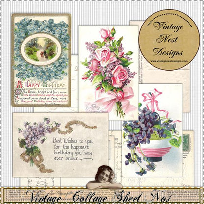 Digital Scrapbooking Vintage Collage Sheet No.1 Instant download