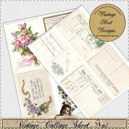 Digital Scrapbooking Vintage Collage Sheet No.1 Instant download