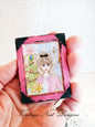Miniature Christmas Barbie No.11:2 Handmade for Dollhouse Wooden Framed Art
