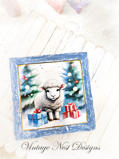 Miniature Christmas Ewe No.3:1 Handmade for Dollhouse Diorama Shadow Box