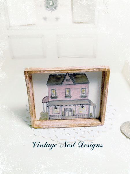 Dollhouse Miniature Country House No.1:1 Handmade Wooden Framed Art