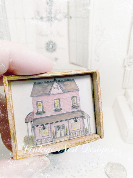 Dollhouse Miniature Country House No.1:1 Handmade Wooden Framed Art