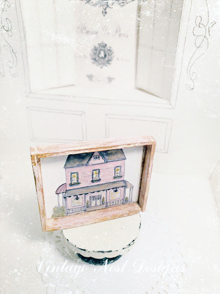 Dollhouse Miniature Country House No.1:1 Handmade Wooden Framed Art