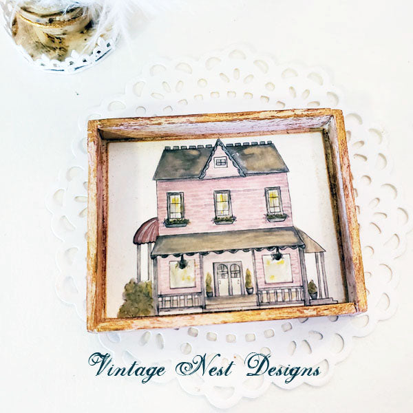 Dollhouse Miniature Country House No.1:1 Handmade Wooden Framed Art