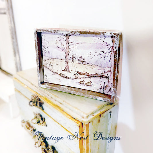 Miniature Country Life No.3:1 Doll accessories 112th Scale Diorama Room Wooden Framed Art