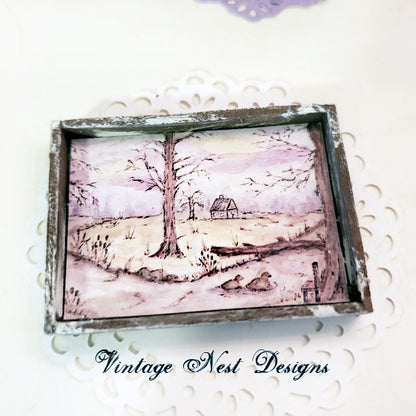 Miniature Country Life No.3:1 Doll accessories 112th Scale Diorama Room Wooden Framed Art