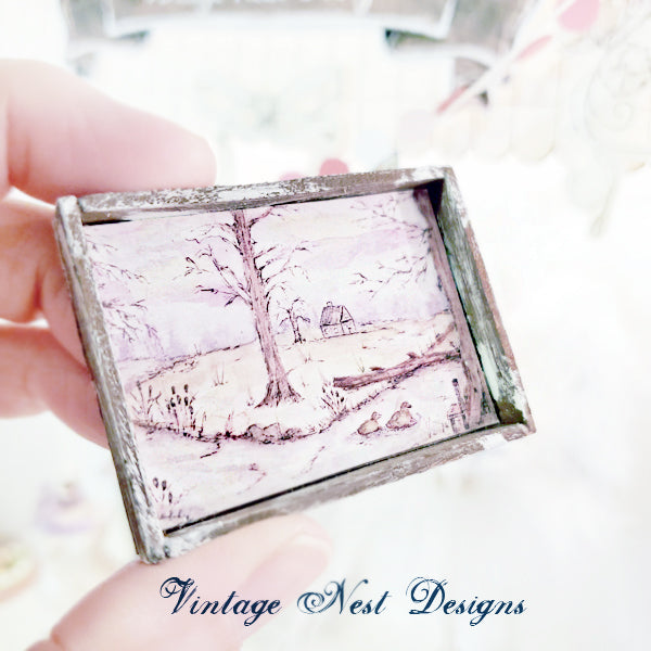 Miniature Country Life No.3:1 Doll accessories 112th Scale Diorama Room Wooden Framed Art