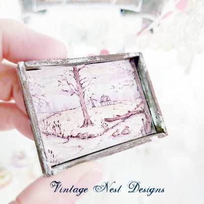 Miniature Country Life No.3:1 Doll accessories 112th Scale Diorama Room Wooden Framed Art
