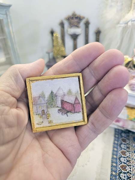 Dollhouse Miniature Farm Life No.3:1 Handmade Wooden Framed Art