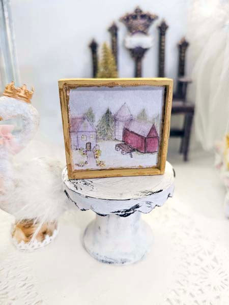 Dollhouse Miniature Farm Life No.3:1 Handmade Wooden Framed Art