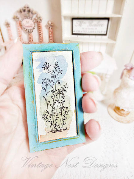 Miniature Flourishes No.1-1 Teal Frame Dollhouse Home Wall Accessory 1:12 Scale
