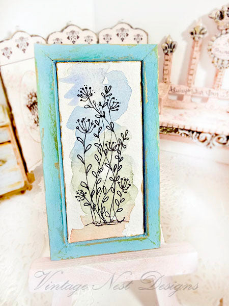 Miniature Flourishes No.1-1 Teal Frame Dollhouse Home Wall Accessory 1:12 Scale