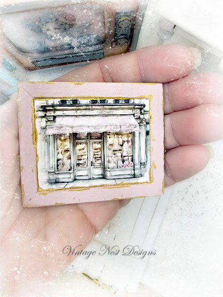 Dollhouse Miniature French Dress Shop No.4:1 Handmade Wooden Framed Art