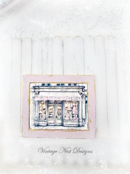 Dollhouse Miniature French Dress Shop No.4:1 Handmade Wooden Framed Art