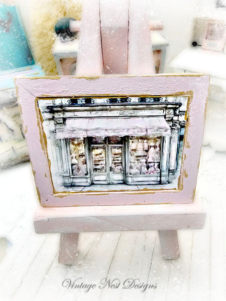 Dollhouse Miniature French Dress Shop No.4:1 Handmade Wooden Framed Art