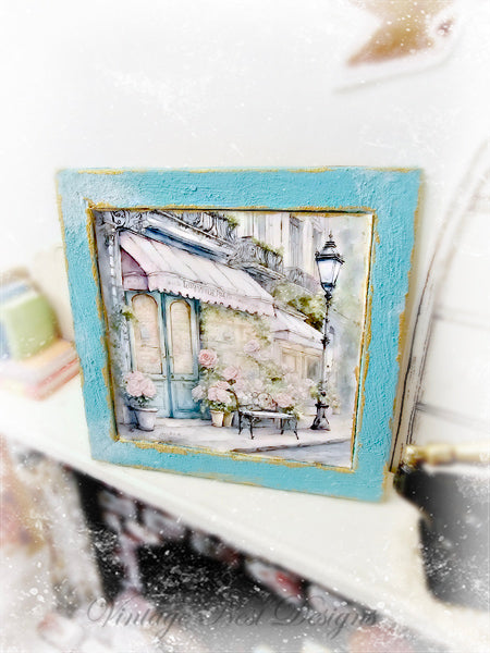 Dollhouse Miniature French Flower Shop No.1:1 Handmade Wooden Framed Art