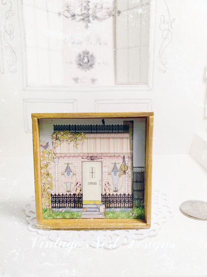 Grandma’s Cottage No.1:1 Dollhouse Miniature Handmade Wooden Framed Art