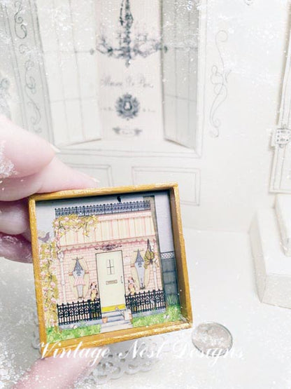 Grandma’s Cottage No.1:1 Dollhouse Miniature Handmade Wooden Framed Art